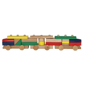 Construcción de bloques de montaje de tren de madera juguetes